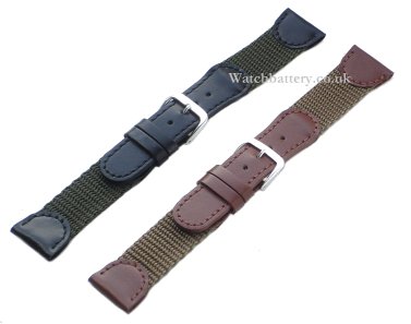 Nylon and leather watch strap